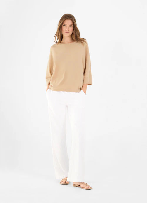 Casual Fit Strick Cashmere Blend - Pullover croissant