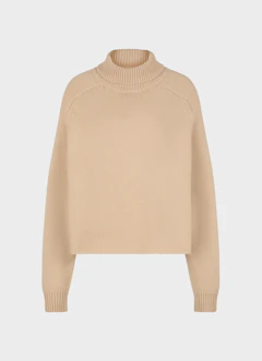 Oversize Knitwear Cashmere Blend - Turtleneck Sweater croissant