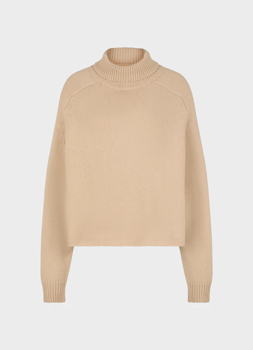 Oversize Strick Cashmere Blend - Rollkragenpullover croissant