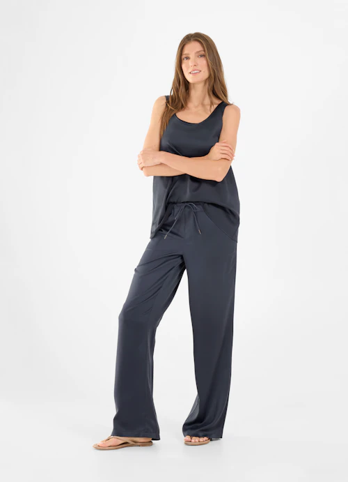 Loose Fit Tops Satin - Top navy