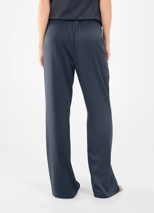 Wide Leg Hosen Satin - Hose navy