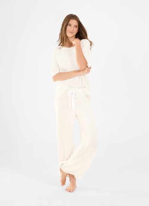 Loose Fit Sweatpants Nightwear - Trousers eggshell