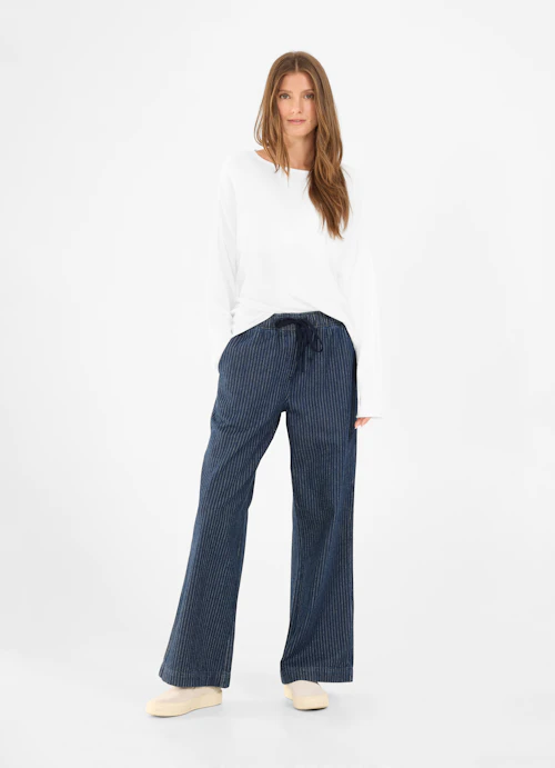 Wide Leg Hosen Denim - Hose navy