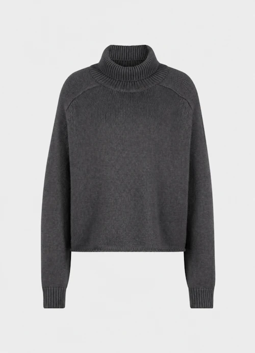 Oversize Strick Cashmere Blend - Rollkragenpullover anthra.mel.