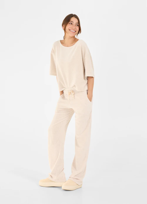 wide leg Sweatpants Samt - Sweatpants crème mel.