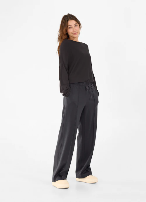 Wide Leg Hosen Flannel - Hose anthra