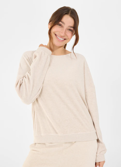 Loose Fit Sweatshirts Samt - Sweater crème mel.
