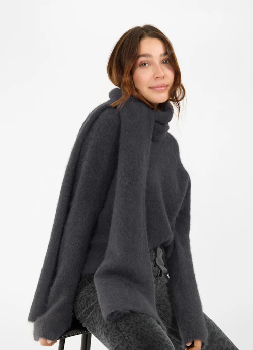 Regular Fit Knitwear Knitted scarf anthra