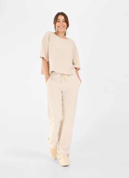 wide leg Sweatpants Samt - Sweatpants crème mel.