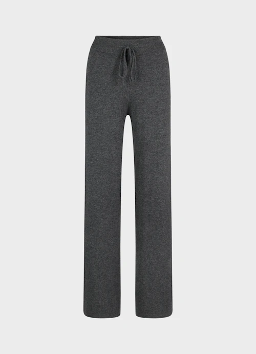 Regular Fit Pants Cashmere Blend - Knit Trousers anthra.mel.