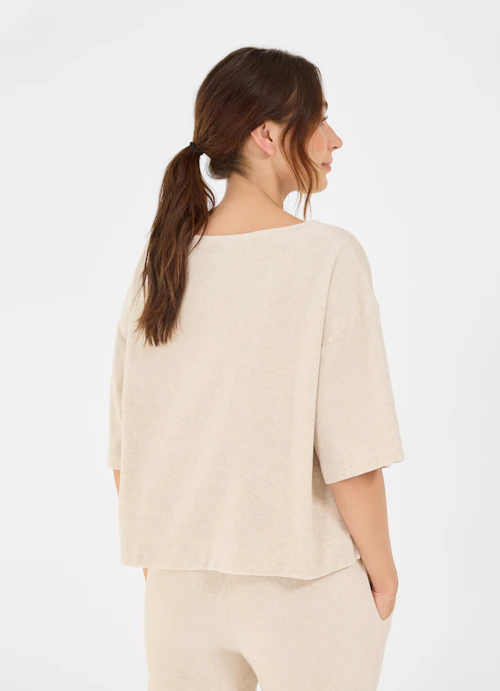 Boxy Fit Sweatshirts Samt - Sweater crème mel.