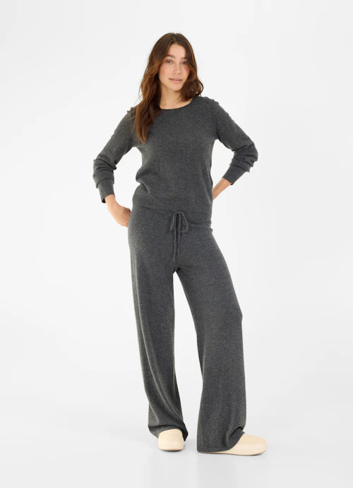 Regular Fit Pants Cashmere Blend - Knit Trousers anthra.mel.