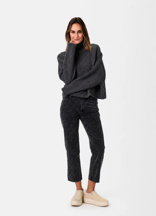 Oversize Strick Cashmere Blend - Rollkragenpullover anthra.mel.