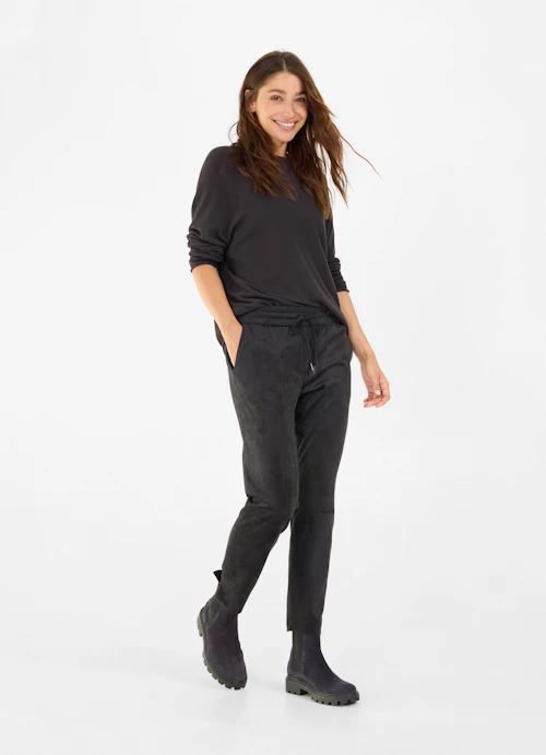 Regular Fit Hosen Tech Velours - Hose anthra