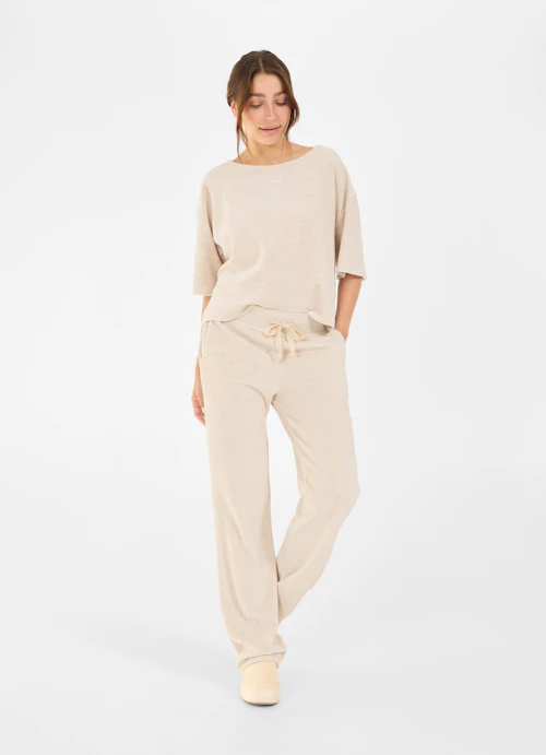 Boxy Fit Sweatshirts Samt - Sweater crème mel.