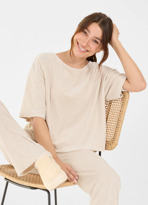 Boxy Fit Sweatshirts Samt - Sweater crème mel.
