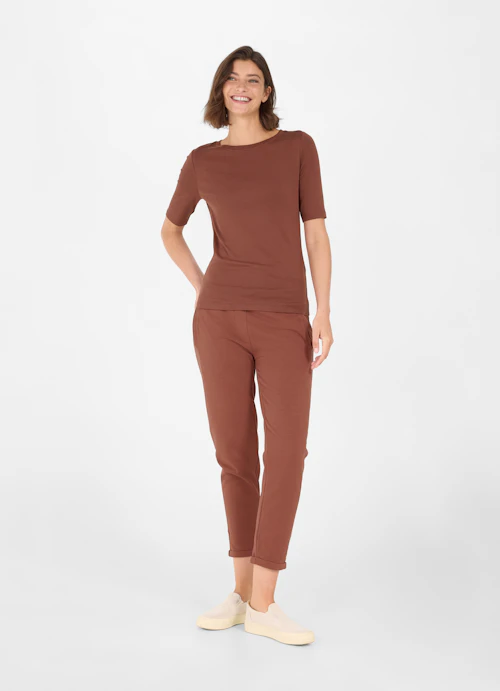 Slim Fit T-shirts Jersey Modal T-Shirt chestnut