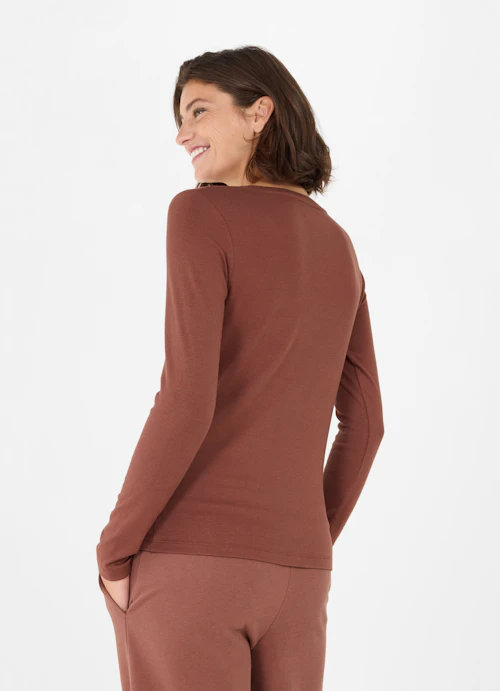 Slim Fit Long sleeve tops Jersey Modal - Longsleeve chestnut