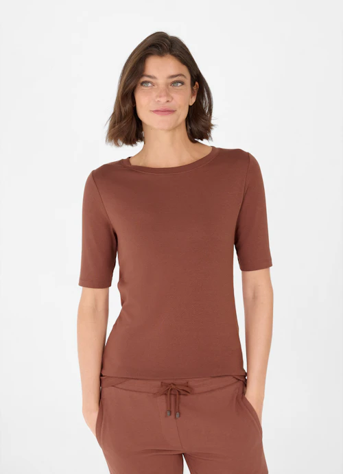 Slim Fit T-shirts Jersey Modal T-Shirt chestnut