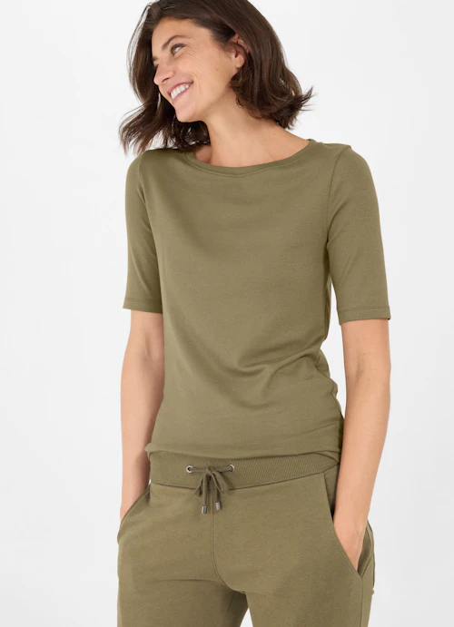 Slim Fit T-shirts Jersey Modal T-Shirt burnt olive