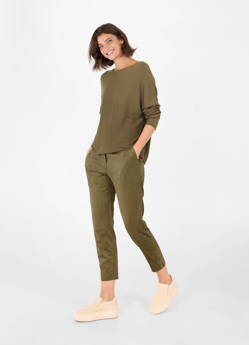 Regular Fit Pants Tech Velours - Trousers burnt olive
