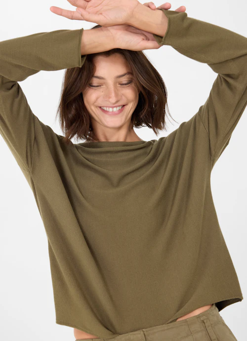 Casual Fit Long sleeve tops Viscose Stretch Sweater burnt olive