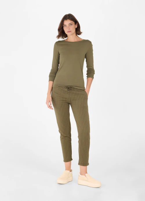Slim Fit Longsleeves Jersey Modal - Longsleeve burnt olive