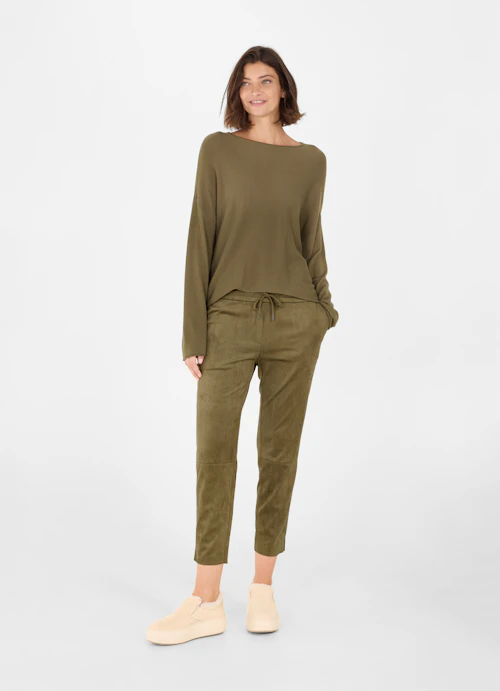 Regular Fit Pants Tech Velours - Trousers burnt olive