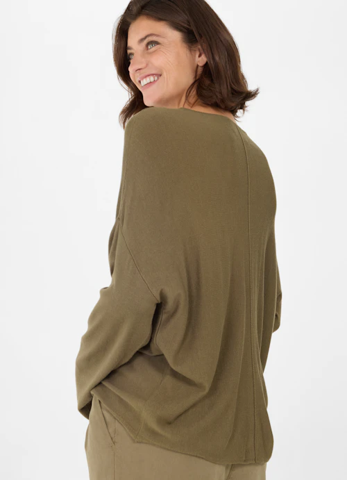 Casual Fit Long sleeve tops Viscose Stretch Sweater burnt olive