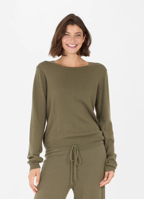Slim Fit Knitwear Cashmere Blend - Sweater burnt olive