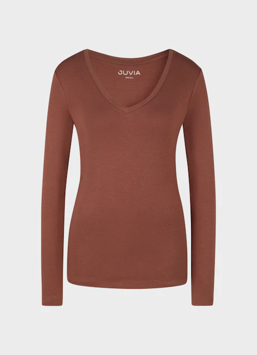 Slim Fit Long sleeve tops Jersey Modal - Longsleeve chestnut