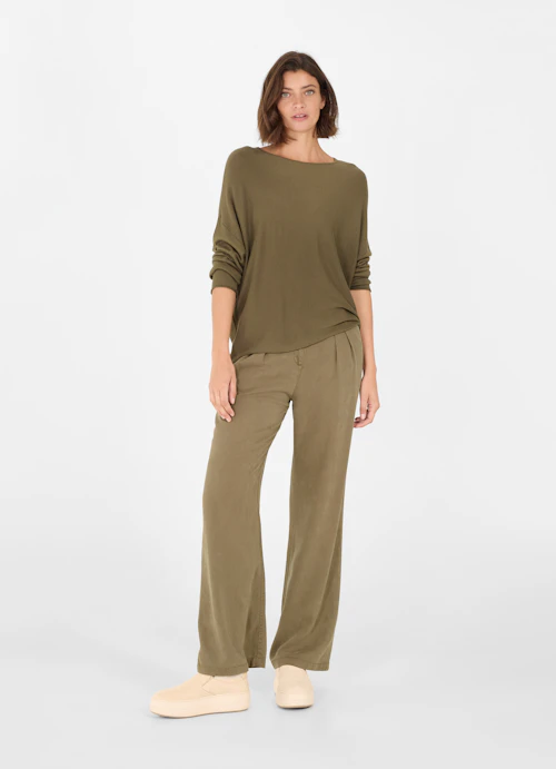 Casual Fit Long sleeve tops Viscose Stretch Sweater burnt olive