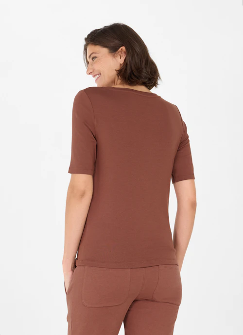 Slim Fit T-shirts Jersey Modal T-Shirt chestnut