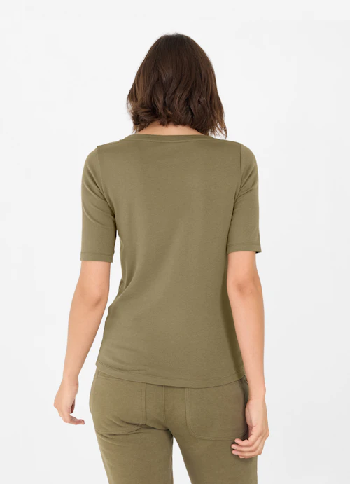 Slim Fit T-shirts Jersey Modal T-Shirt burnt olive