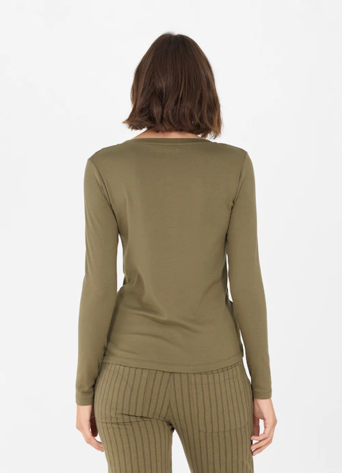 Slim Fit Longsleeves Jersey Modal - Longsleeve burnt olive