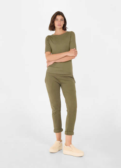 Slim Fit T-shirts Jersey Modal T-Shirt burnt olive