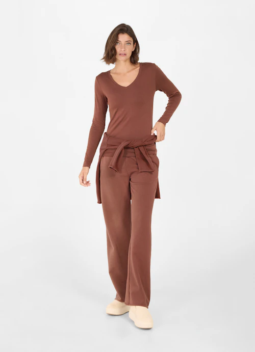 Slim Fit Long sleeve tops Jersey Modal - Longsleeve chestnut
