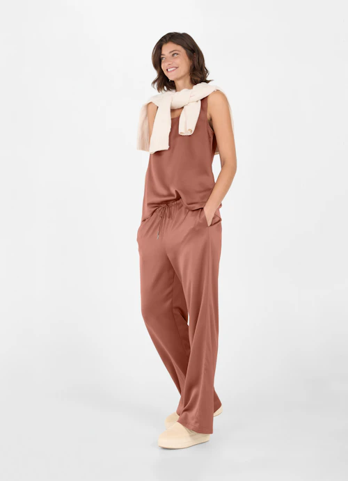 Loose Fit Tops Satin - Top chestnut