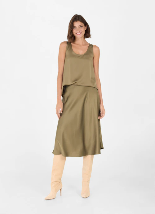 Loose Fit Tops Satin - Top burnt olive