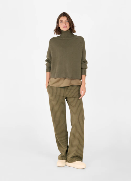Oversized Fit Knitwear Cashmere Blend - Turtleneck Sweater burnt olive