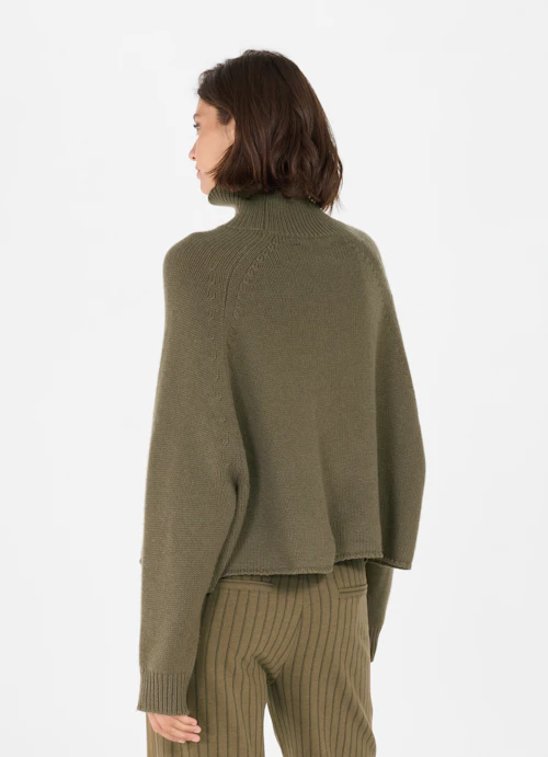Oversized Fit Knitwear Cashmere Blend - Turtleneck Sweater burnt olive