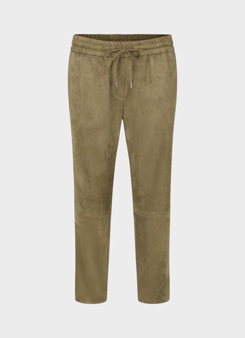Regular Fit Pants Tech Velours - Trousers burnt olive