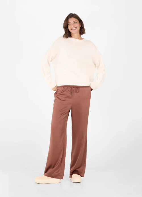 Wide Leg Pants Satin trousers chestnut