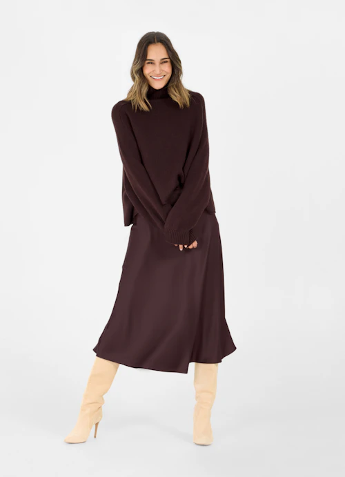 Oversized Fit Knitwear Cashmere Blend - Turtleneck Sweater burgundy