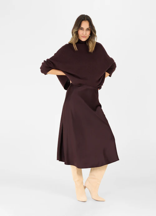 Medium Length Skirts Satin skirt burgundy