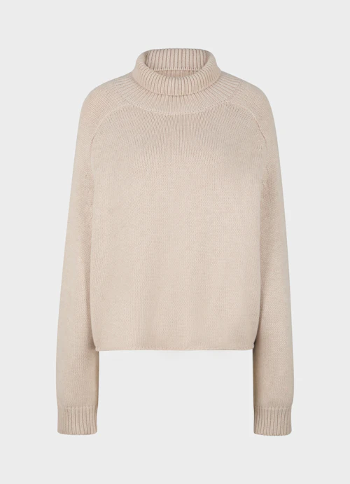 Oversized Fit Knitwear Cashmere Blend - Turtleneck Sweater sand