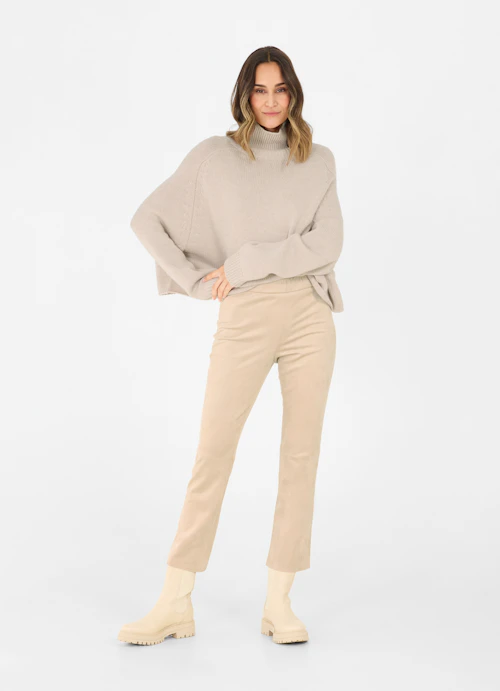 Oversized Fit Knitwear Cashmere Blend - Turtleneck Sweater sand