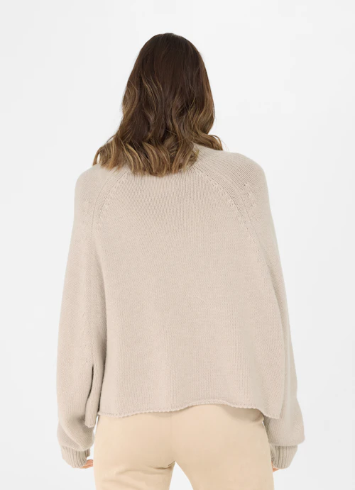 Oversized Fit Knitwear Cashmere Blend - Turtleneck Sweater sand