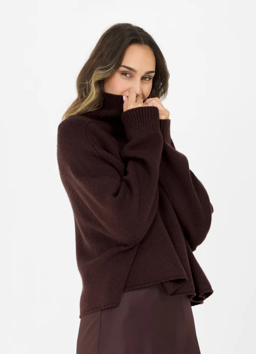 Oversized Fit Knitwear Cashmere Blend - Turtleneck Sweater burgundy