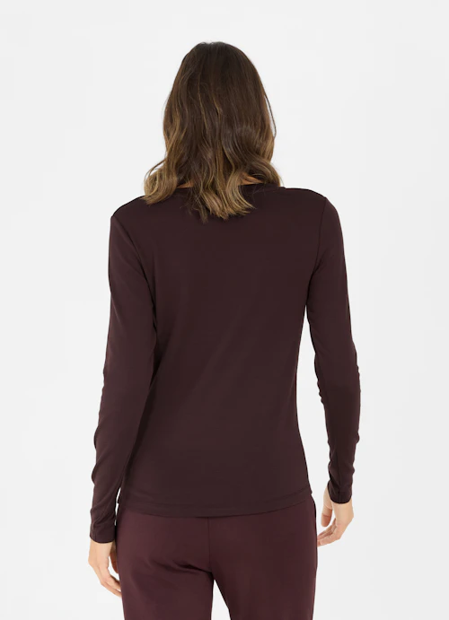 Slim Fit Long sleeve tops Modal Stretch - Longsleeve burgundy